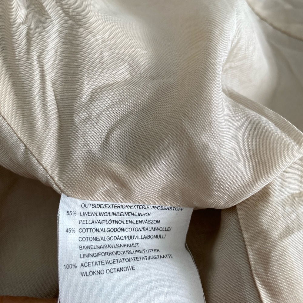 MEXX LINEN-Cotton Long Trench Coat Neutral Beige Size 6 - Picture 12 of 13